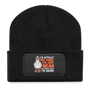 Doigt d’honneur Seagull Pas drôle Les gens méchants pensent à la blague - Beanie recyclé à patch - noir - Devant