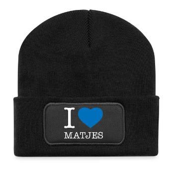I love Matjes - Recycelte Patch Beanie - Schwarz - Vorne