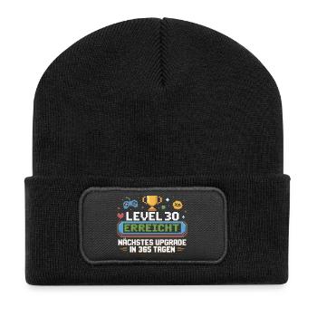 Level 30 Erreicht – Nächstes Upgrade in 365 Tagen - Recycelte Patch Beanie - Schwarz - Vorne