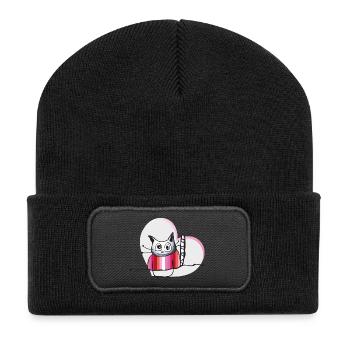 Lesbian Cat - Recycelte Patch Beanie - Schwarz - Vorne