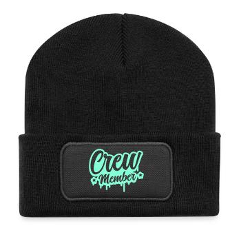 Crew Member Spritz Script - Recycled Patch Beanie - black - Front