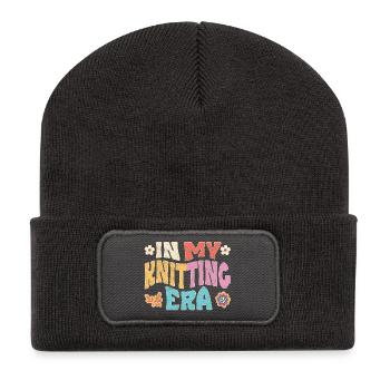 In my knitting era - Recycelte Patch Beanie - Dunkelgrau - Vorne