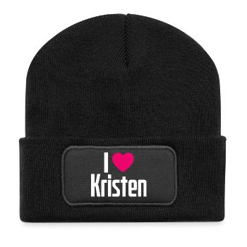 I Love Kristen Pink Heart I Love Kristen - Recycled Patch Beanie - black - Front