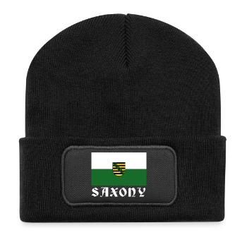 Flag of Saxony with coat of arms - Recycled Patch Beanie - black - Front