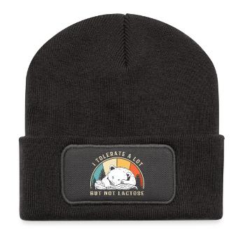 Milch Allergie Laktose Intoleranz Blähungen - Recycelte Patch Beanie - Dunkelgrau - Vorne