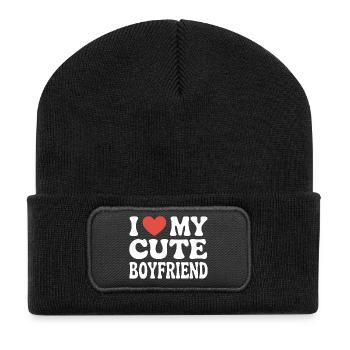 I love my cute boyfriend Liebe meinen Freund - Recycled Patch Beanie - black - Front