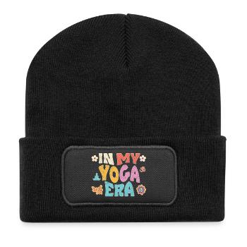 In my yoga era - Recycelte Patch Beanie - Schwarz - Vorne