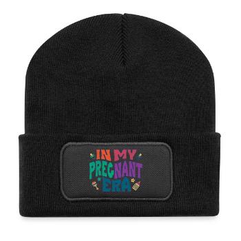 Pendant ma grossesse - Beanie recyclé à patch - noir - Devant