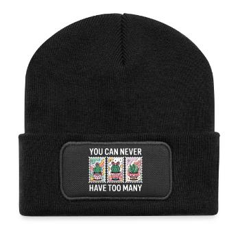 Witzige Sukkulenten-Kaktus-Sammler - Recycelte Patch Beanie - Schwarz - Vorne