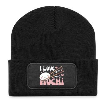 Je t’aime beaucoup mochi kawaii gâteau de riz mochi - Beanie recyclé à patch - noir - Devant