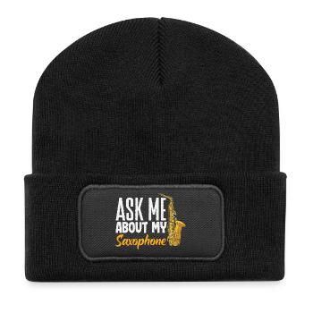 Jazz Ask Me About My Saxophone Lustiger - Beanie recyclé à patch - noir - Devant