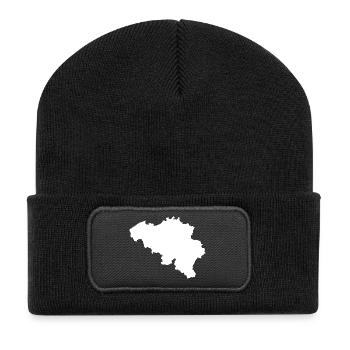 Belgien Landes-Silhouette - Recycelte Patch Beanie - Schwarz - Vorne