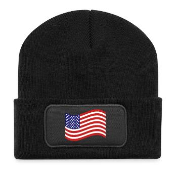 Drapeau des États-Unis - Beanie recyclé à patch - noir - Devant