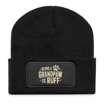Being a Grandpaw is Ruff - Recycelte Patch Beanie - Schwarz - Vorne