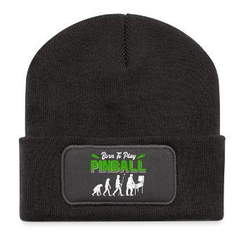 Born to Play Pinball Retro Evolution Arcade Design - Recycelte Patch Beanie - Dunkelgrau - Vorne
