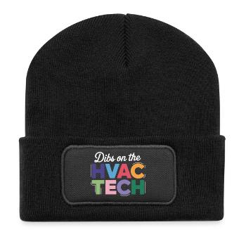 Lustiger HVAC Techniker Spruch Reparatur Experte - Recycelte Patch Beanie - Schwarz - Vorne