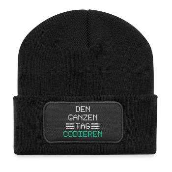 Nerd Computer CODING ALL DAY FUNNY - Recycled Patch Beanie - black - Front