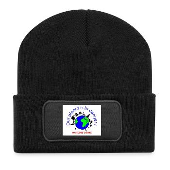Planet in danger - Recycled Patch Beanie - black - Front
