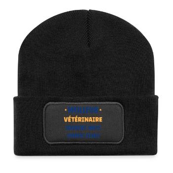 Meilleur vétérinaire jamais égalé - Beanie recyclé à patch - noir - Devant
