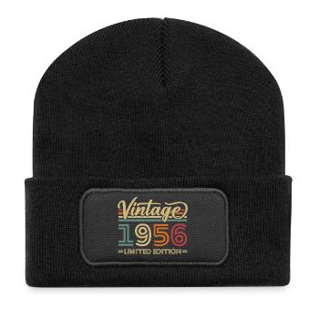 Vintage 1956 Vintage Birthday Gifts Retro - Recycled Patch Beanie - black - Front