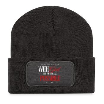With God All Things Are Possible - Recycled Patch Beanie - dark grey - Front
