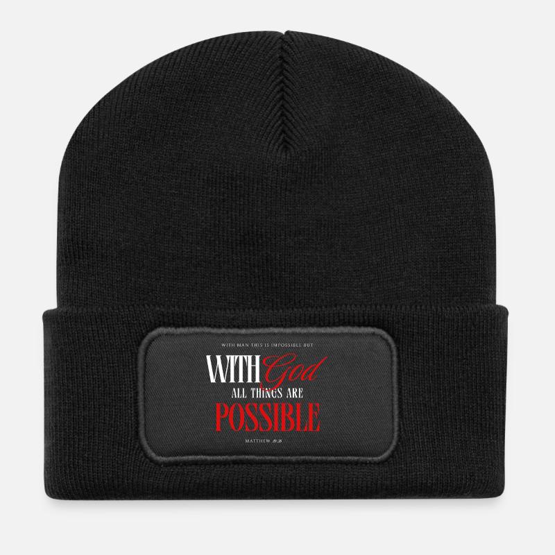 With God All Things Are Possible - Recycled Patch Beanie - black