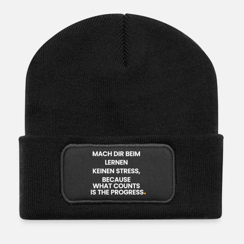 Deutsch-Englisch-Reim 1 (Ver. A) - Recycelte Patch Beanie - Schwarz