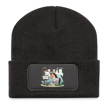 Digital Graffiti Pony - Recycled Patch Beanie - dark grey - Front