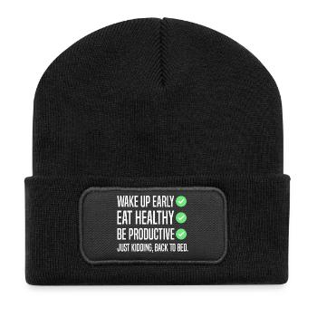 Funny New Year's Resolution - Recycled Patch Beanie - black - Front