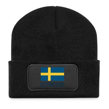 Drapeau suédois avec croix jaune - Beanie recyclé à patch - noir - Devant