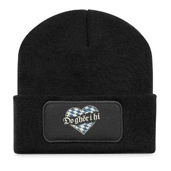Do g’hör i hi – Bayerisches Herz Dialekt - Recycelte Patch Beanie - Schwarz - Vorne