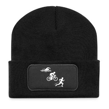 Triathlon Silhouette Triathlet - Recycelte Patch Beanie - Schwarz - Vorne