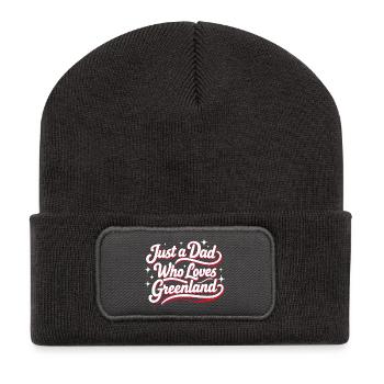 Just a Dad who Loves Greenland Grönland Fan - Recycelte Patch Beanie - Dunkelgrau - Vorne