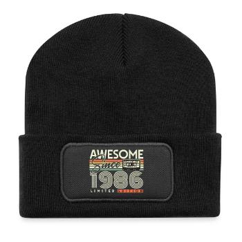40. Geburtstag Retro Geschenk 1986 Jahrgang  - Recycelte Patch Beanie - Schwarz - Vorne