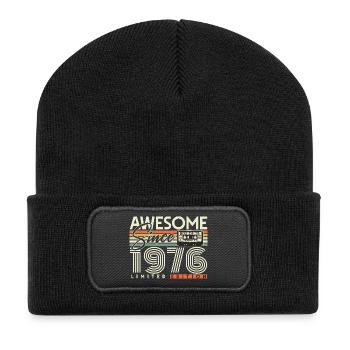 50. Geburtstag Geschenk 1976 Jahrgang Retro - Recycelte Patch Beanie - Schwarz - Vorne