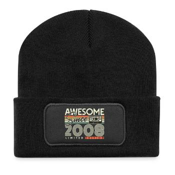18th Birthday 2008 Vintage Retro Gift - Recycled Patch Beanie - black - Front
