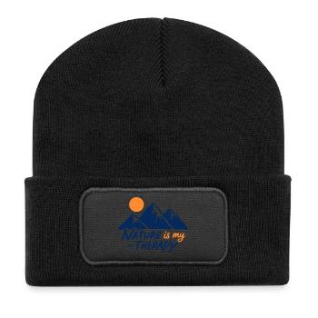 Nature is my Therapy Mountains for Hikers - Recycled Patch Beanie - black - Front