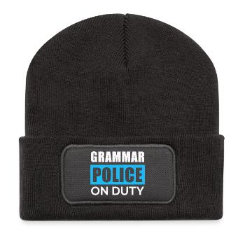 Grammar police in action - Recycled Patch Beanie - dark grey - Front