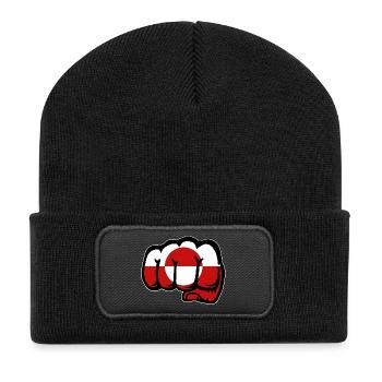 Icône du poing du drapeau du Groenland - Beanie recyclé à patch - noir - Devant