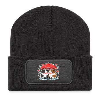 Kuhduo Unter Regenschirm - Recycelte Patch Beanie - Dunkelgrau - Vorne