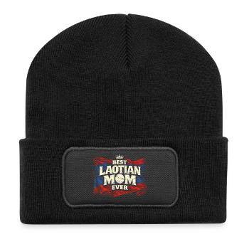 Racine laotienne du Laos : meilleure maman laotienne de tous les temps - Beanie recyclé à patch - noir - Devant
