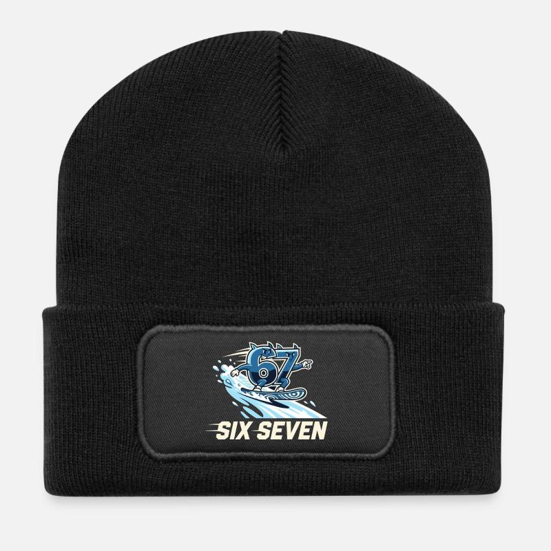 67 Meme Snowboard Wintersport - Recycelte Patch Beanie - Schwarz