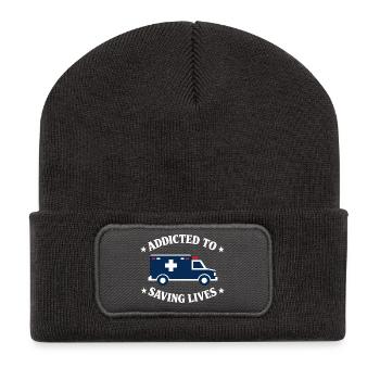 EMT avancé en soins intensifs comme identité - Beanie recyclé à patch - charbon - Devant