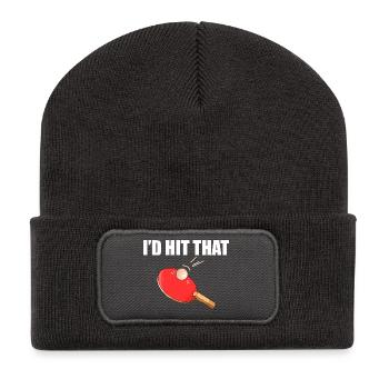 I'd hit that table tennis player - Recycled Patch Beanie - dark grey - Front
