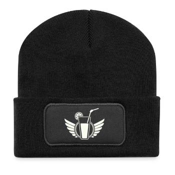 Wing cocktail with lemon slice - Recycled Patch Beanie - black - Front