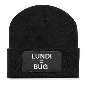 MONDAY = BUG. Humor Monday Office - Recycled Patch Beanie - black - Front