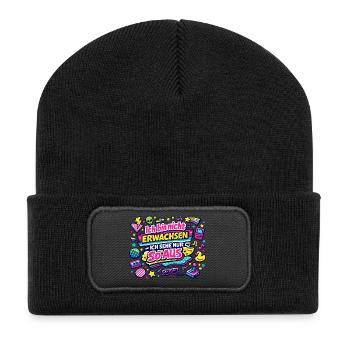 Ich bin nicht erwachsen – Retro - Recycelte Patch Beanie - Schwarz - Vorne