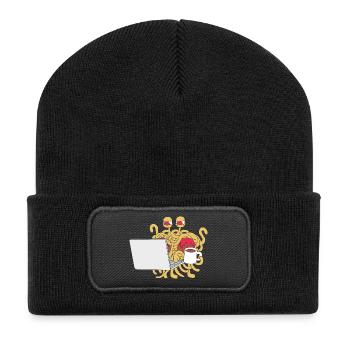 Flying Spaghetti Monster Pastafari FSM Atheist - Recycled Patch Beanie - black - Front