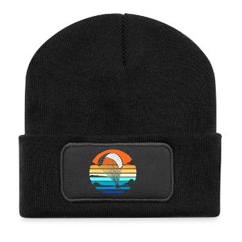 Paragliding Skydive - Recycelte Patch Beanie - Schwarz - Vorne