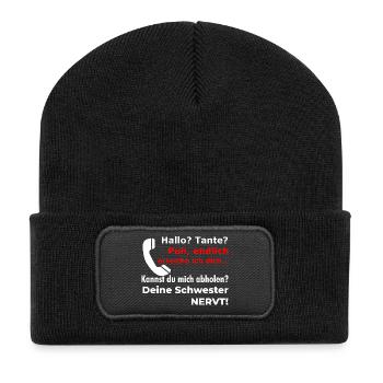Ouf, enfin je t’atteins... Drôle de proverbe dans - Beanie recyclé à patch - noir - Devant